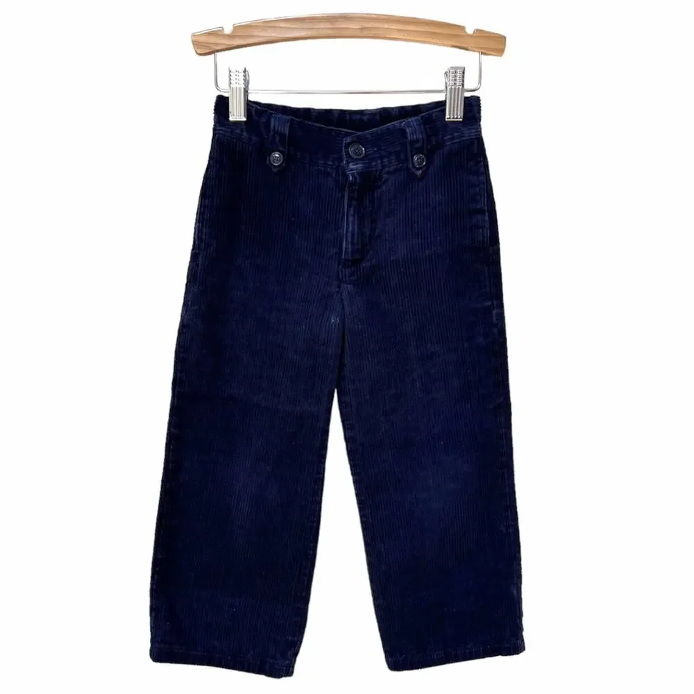 🦋3/$30 Janie and Jack Pants Boys 4 Navy Corduroy Straight Leg Adjustable Waist